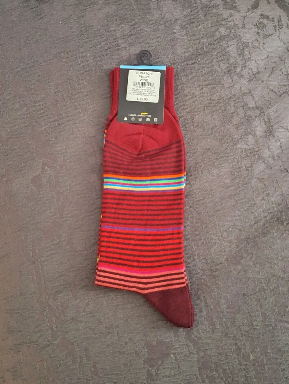 Bugatchi Red Striped Men's Casual Socks with Multicolor Accents